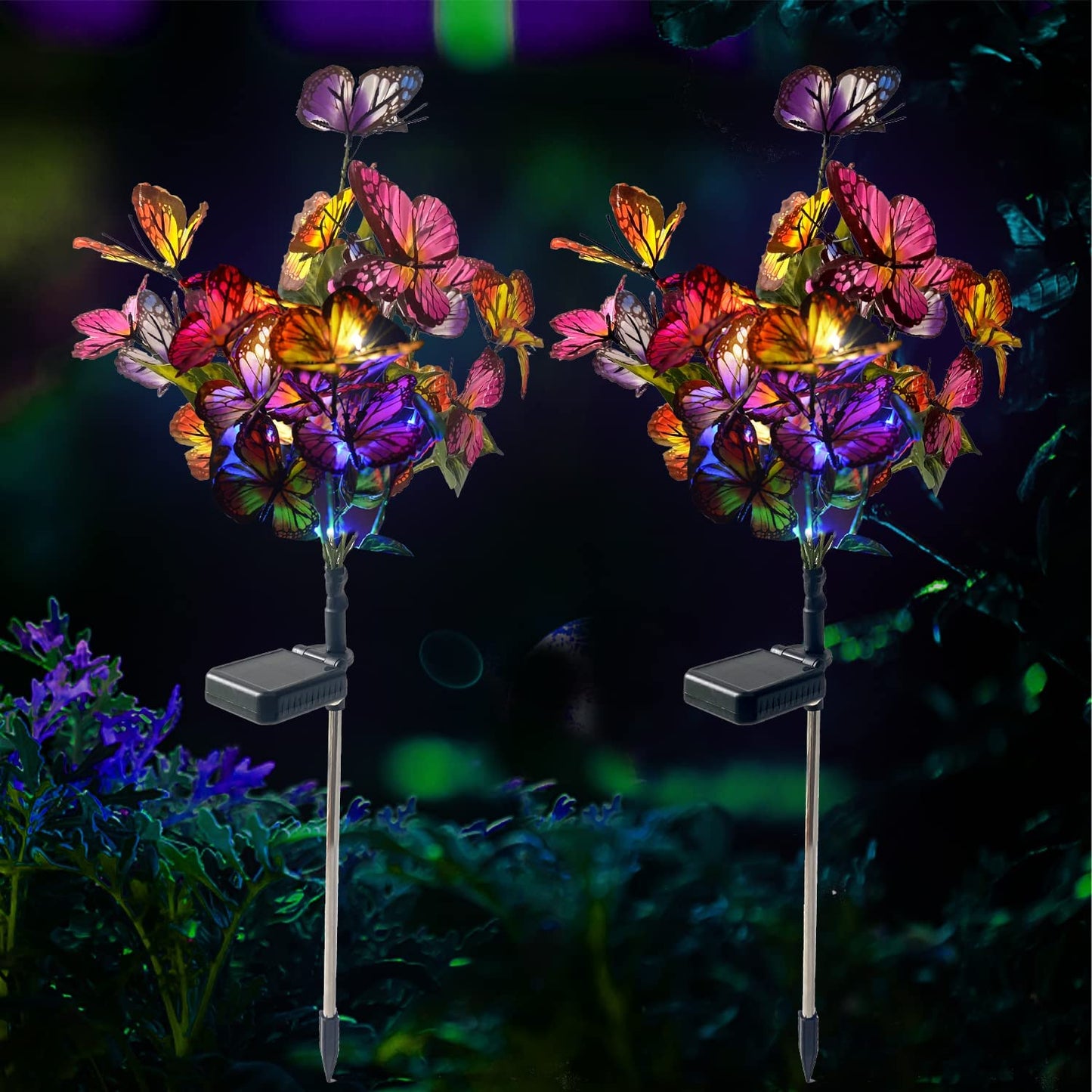 Solar Lights Outdoor Garden Decorative Solar Stake with 2 Pack Decor Powered Waterproof for Garden Yard Pathway