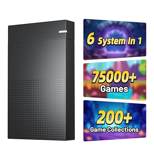 Kinhank 4TB Retro Gaming Hard Drive with 75,000+ Games,6 Systems in One,External Retro Game Hard Drive with 200+ Emulators,USB 3.0 HDD External Game