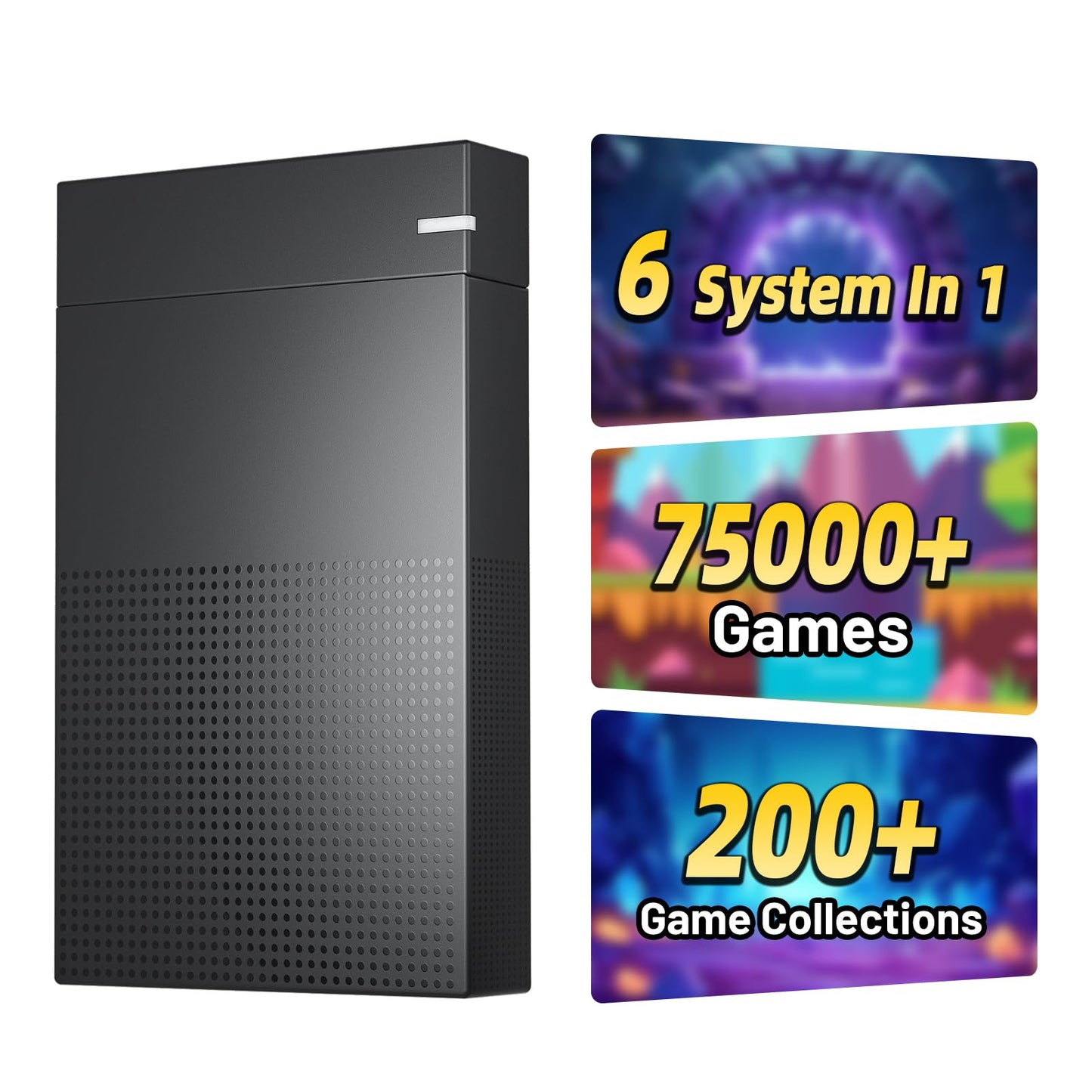 Kinhank 4TB Retro Gaming Hard Drive with 75,000+ Games,6 Systems in One,External Retro Game Hard Drive with 200+ Emulators,USB 3.0 HDD External Game