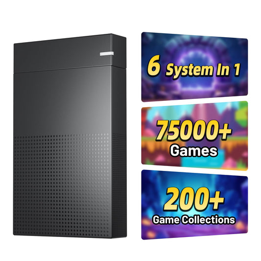 Kinhank 4TB Retro Gaming Hard Drive with 75,000+ Games,6 Systems in One,External Retro Game Hard Drive with 200+ Emulators,USB 3.0 HDD External Game