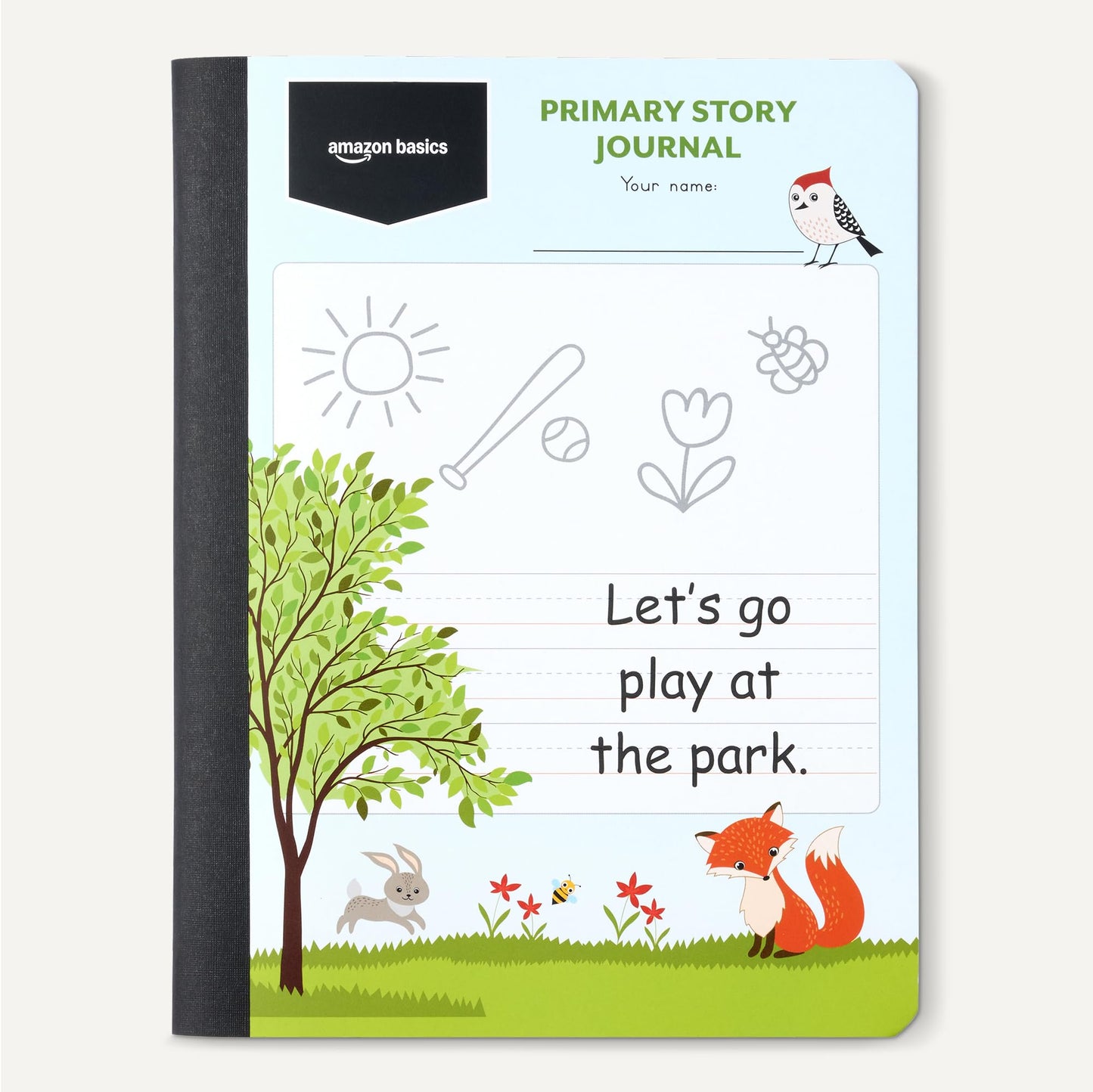 Amazon Basics Primary Composition Notebook, 9.75" x 7.5", 100 Sheets, Multiple Colors, 3-Pack