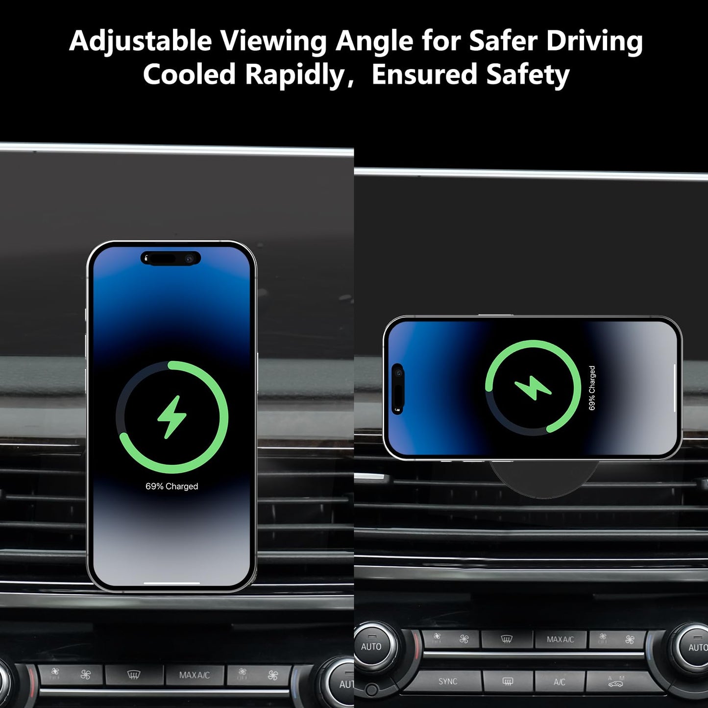CLEC for BMW X5 2014-2018 X6 2015-2019 Magnetic Wireless Car Charger Phone Holder Mount Custom Fit for BMW X5 2014-2018 X6 2015-2019 15W Fast Charging