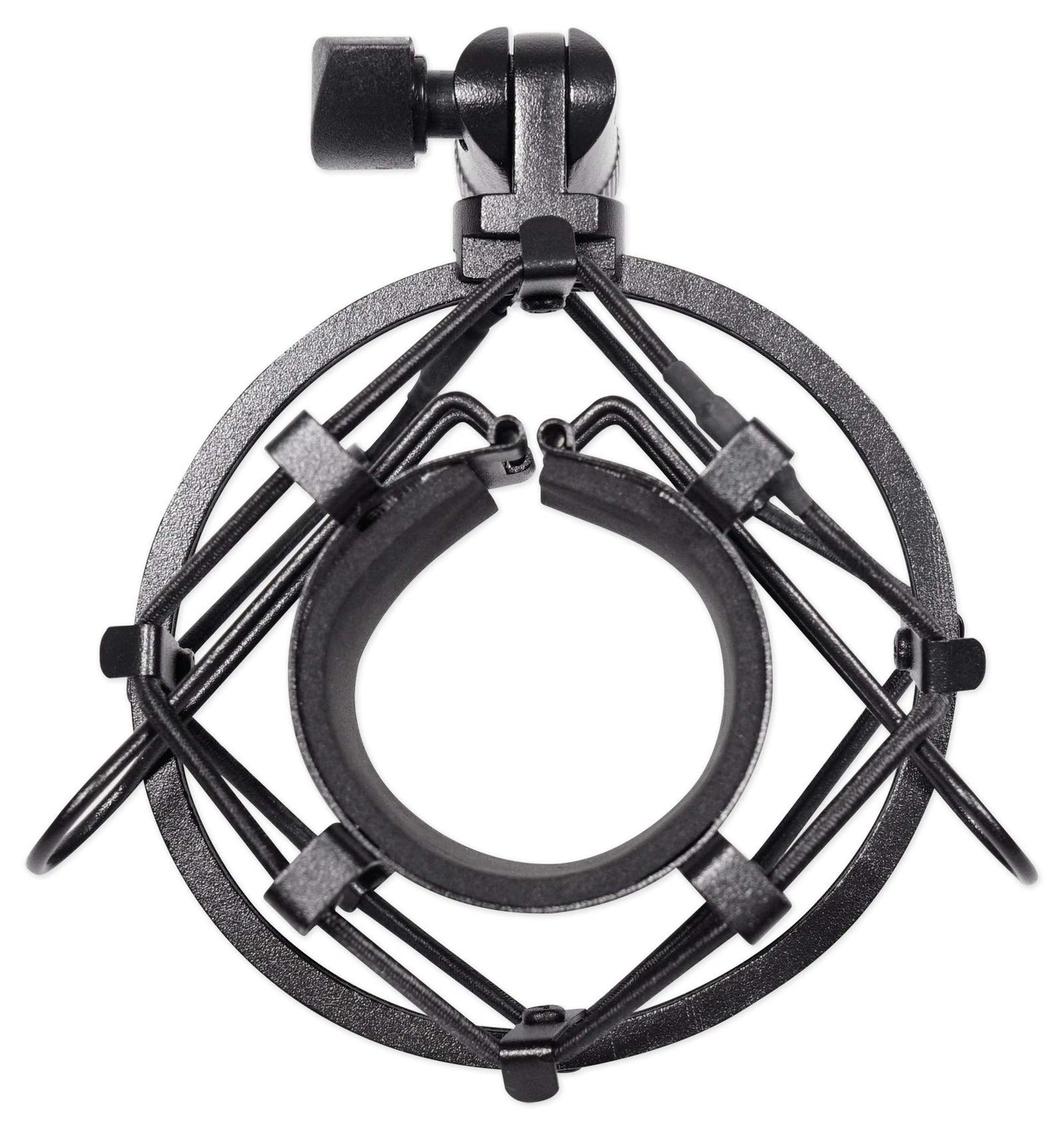 Rockville RockShock Black Metal Shock Mount with Foam Insert for Studio Condenser Microphones, Fits 43mm-48mm Mics, 5/8" Thread with 3/8" Adapter