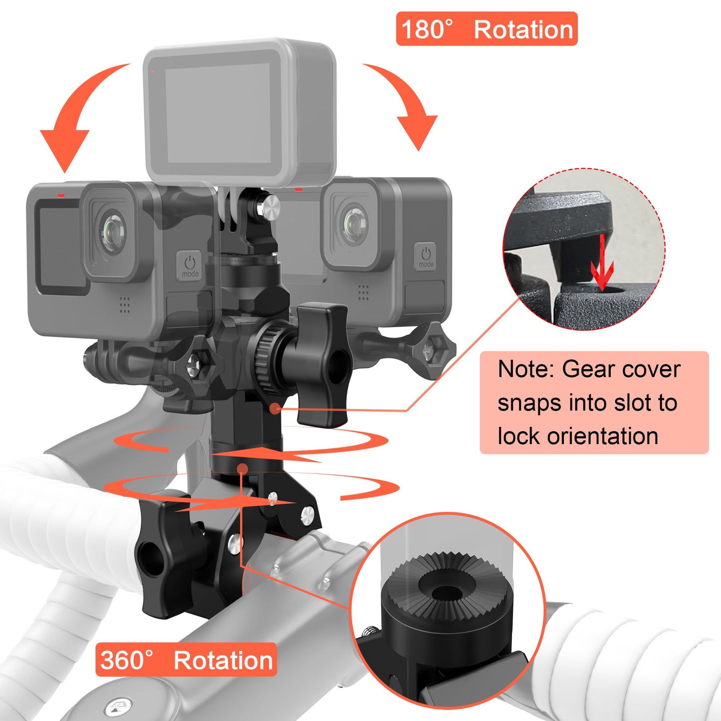 Bike Motorcycle Handlebar Camera Clamp Mount for Gopro Insta360 X5 X4 X3 X2 ONE RS R Mevo Start DJI Action Cameras, Super Clamp Bracket with 1/4"