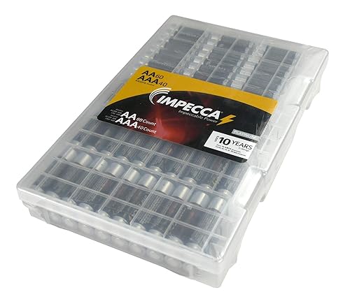 Impecca AA and AAA Batteries Combo Pack (100 Pack) High-Performance Alkaline Battery, AA 60 Count AAA 40 Count, Leak-Resistant, and Long-Lasting…