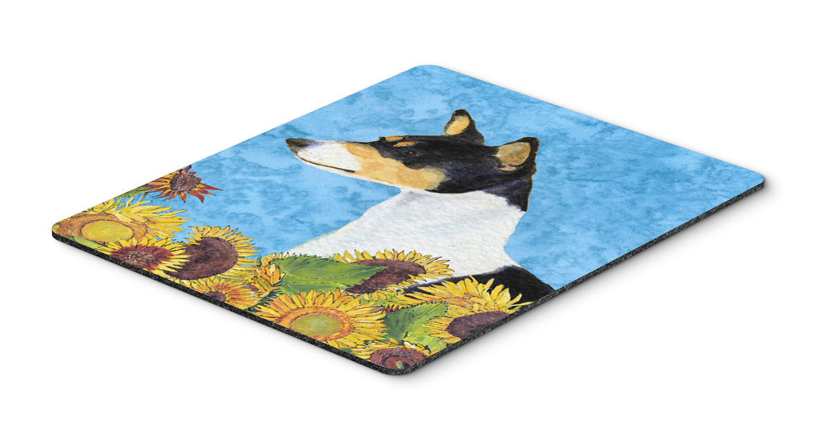 Caroline's Treasures SS4147MP Basenji in Summer Flowers Mouse Pad, Hot Pad or Trivet for Home Office Gaming Working Computers Laptop Mouse