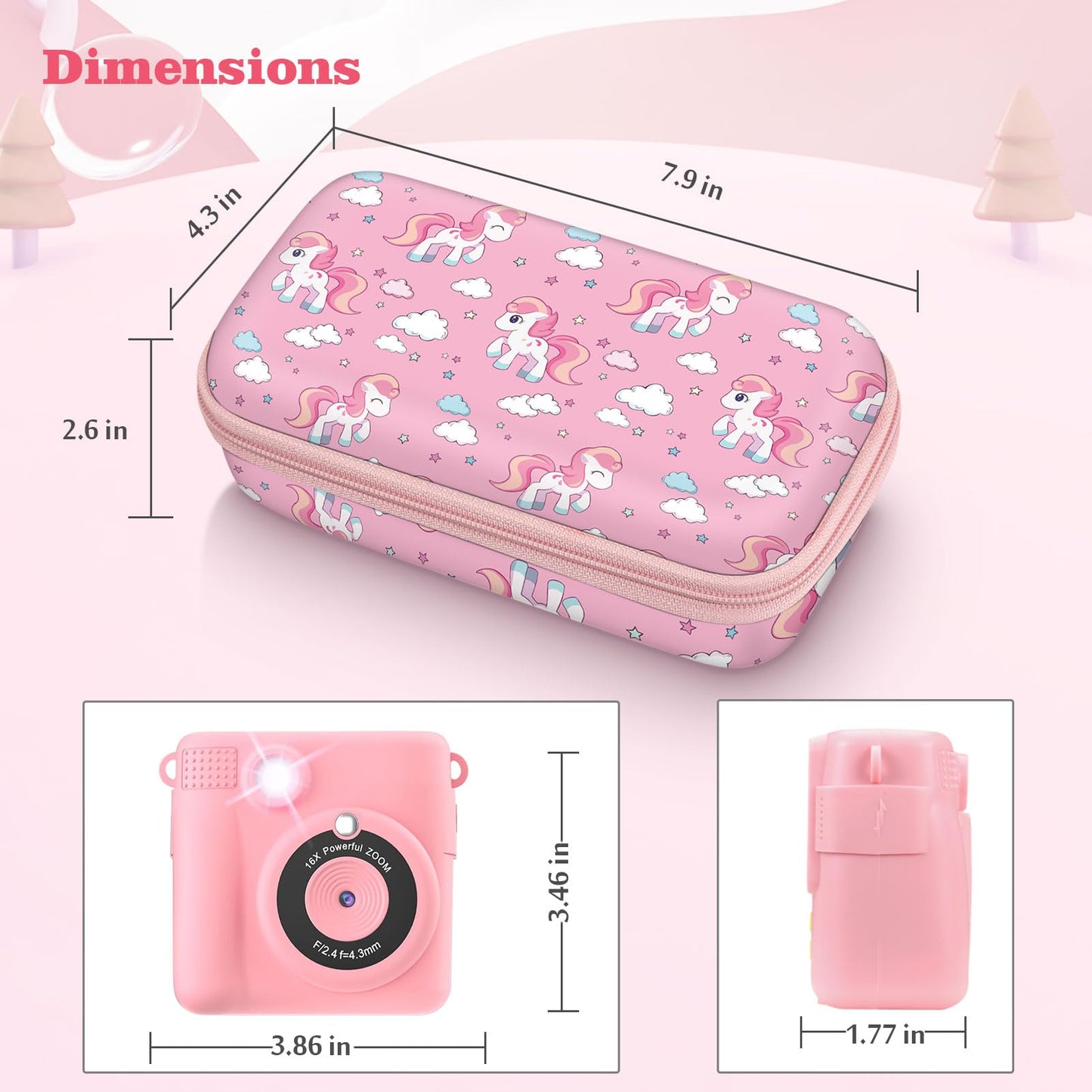 Fintie Kids Camera Case Compatible with ESOXOFFORE, MINIBEAR, Dylanto, GKTZ, Mgaolo, WEEFUN Instant Print Digital Cameras, Hard Carrying Storage Bag