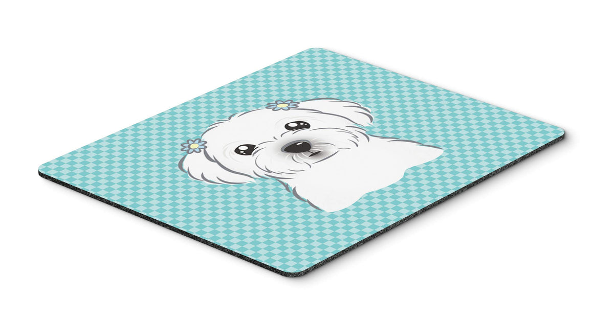 Caroline's Treasures BB1146MP Checkerboard Blue Maltese Mouse Pad, Hot Pad or Trivet for Home Office Gaming Working Computers Laptop Mouse