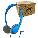 SmithOutlet 100 Pack Classroom Headphones in Bulk | Model SG-ID19-100 | Wired 3.5 MM Jack Connectivity | Color Blue | Ideal for Schools, Classrooms…