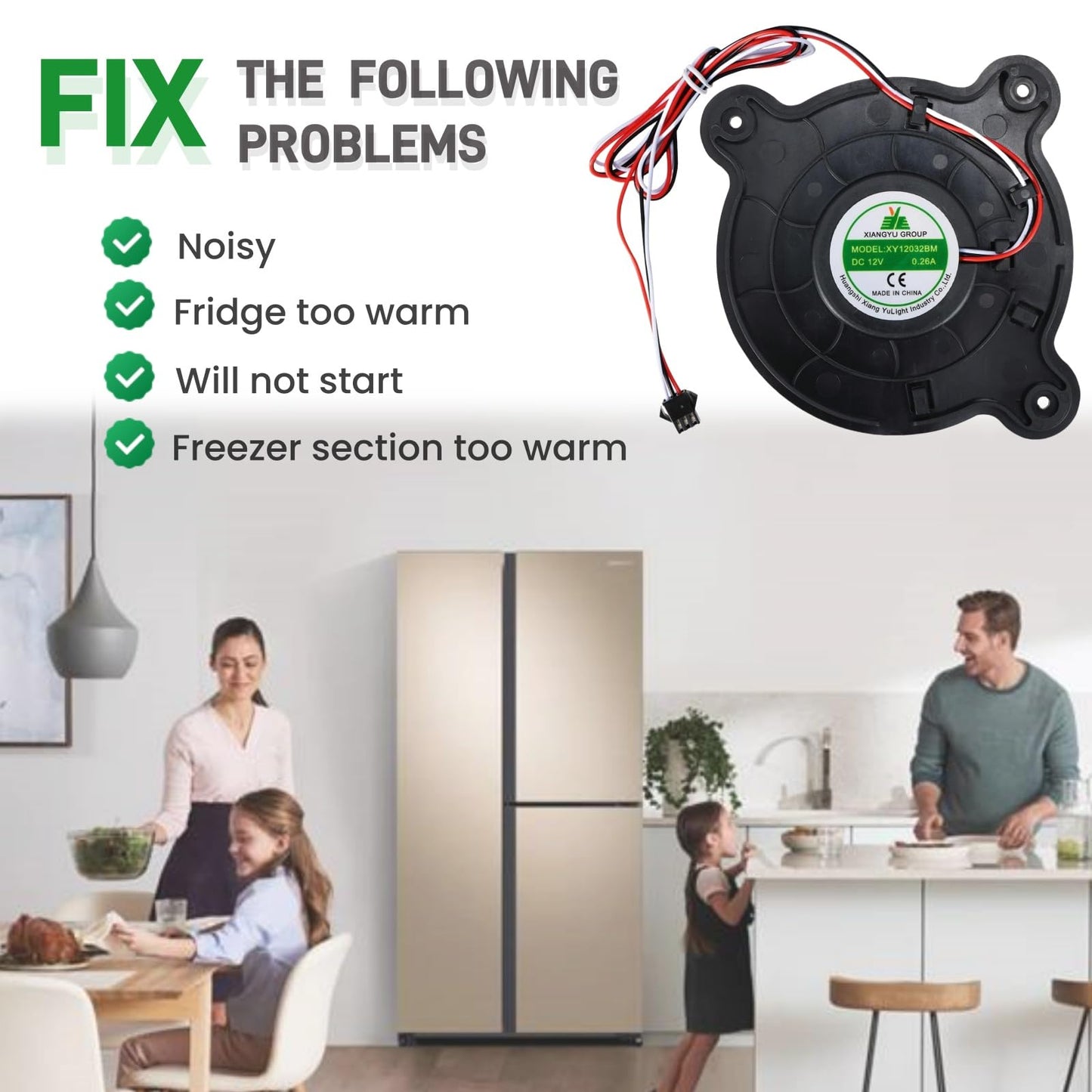 XY12032BM Refrigerator Fan120×120×32mm Cooling Fan, XY12032BM Refrigerator Freezing Fan DC 12V 0.26A
