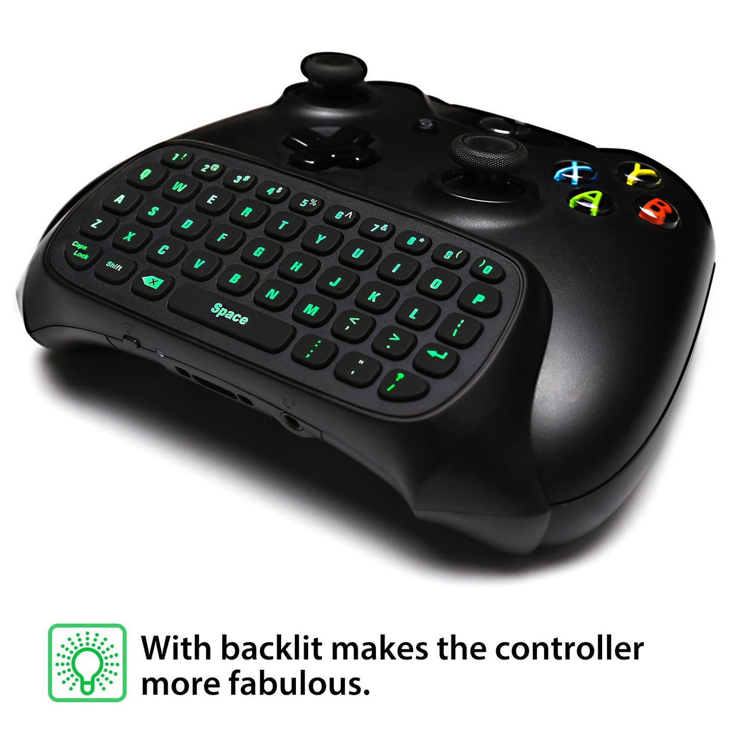 MoKo Green Backlight Keyboard for Xbox One Controller, Xbox Series X/S, Wireless Gaming Chatpad Keypad with USB Receiver&3.5mm Audio Jack, Xbox
