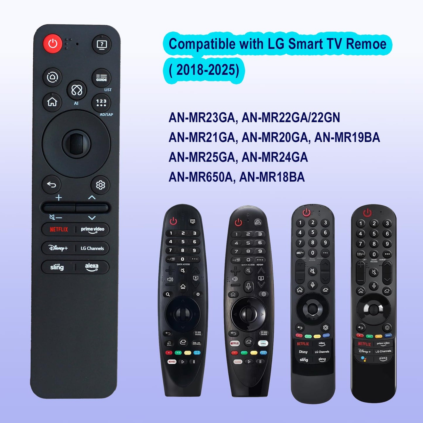 New Voice Remote Replacement for LG MR25GA Magic Remote Control, Compatible with LG Smart TV OLED C5/B5/G5 Series, QNED 92A/ 85A/80A/ UA77 Series