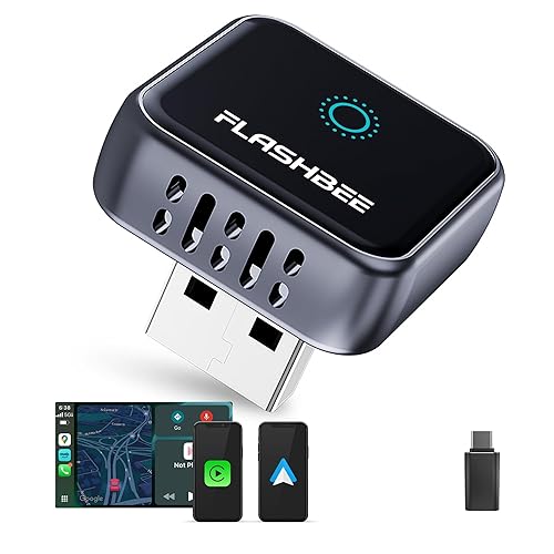 Flashbee 2026 [2-in-1] Latest Wireless CarPlay & Android Auto Adapter, Converts Wired to Wireless, Fast Auto-Reconnect, Dual-Band 5GHz WiFi +