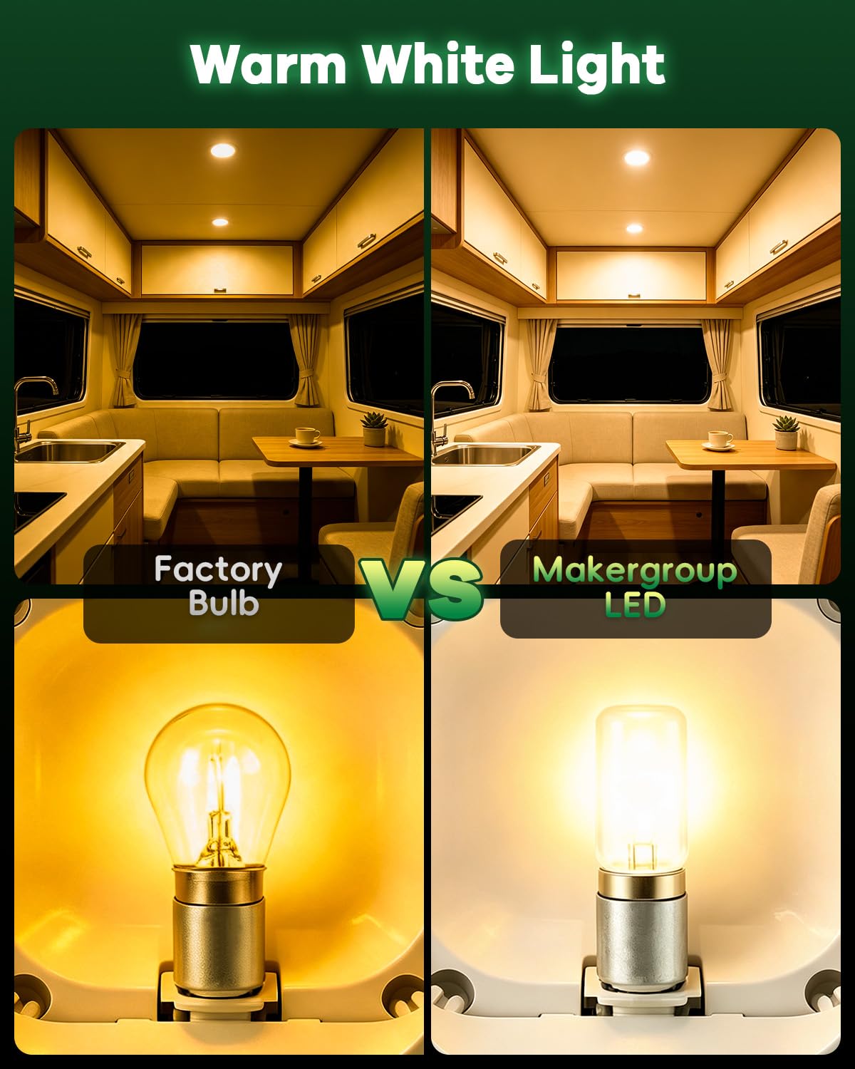 Makergroup 1156 1141 LED Light Bulbs, Weatherproof BA15S S8 SC Bayonet Single Contact Base, 2W Warm White 2700K-3000K 12V for Outdoor Landscape Deck