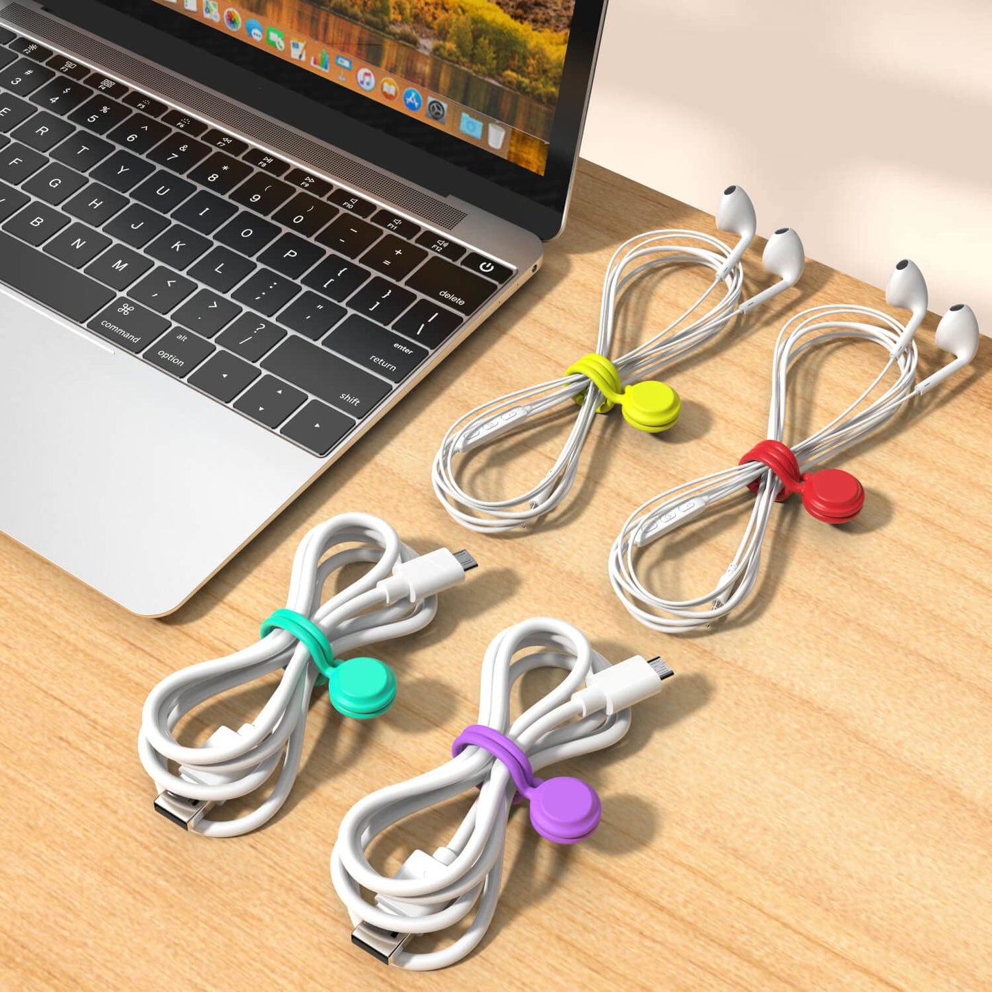 Magnetic Cable Ties 10 PCS Reusable Cable Organizers Earbuds Cords USB Cable Manager Keeper Wrap Ties Straps Bookmark Clips Whiteboard Noticeboard