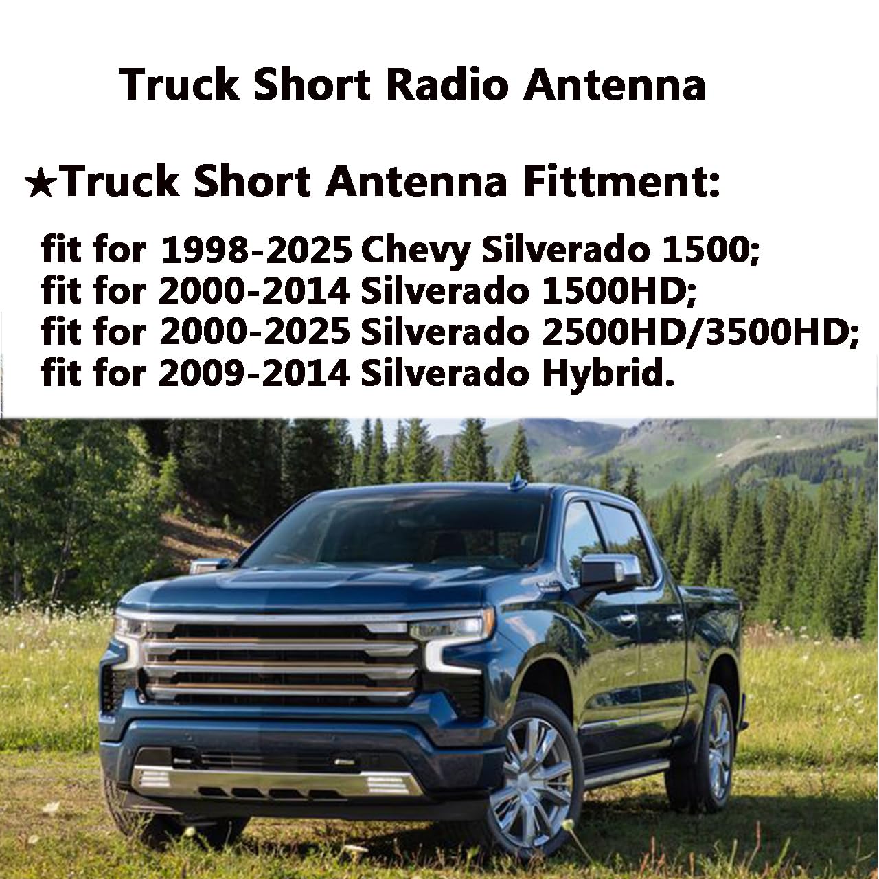 for GM Truck Short Antenna Fit for GMC Sierra and Chevy Silverado All Models | Black 3 inches Short Replacement Antennase | for Sierra Silverado Truck