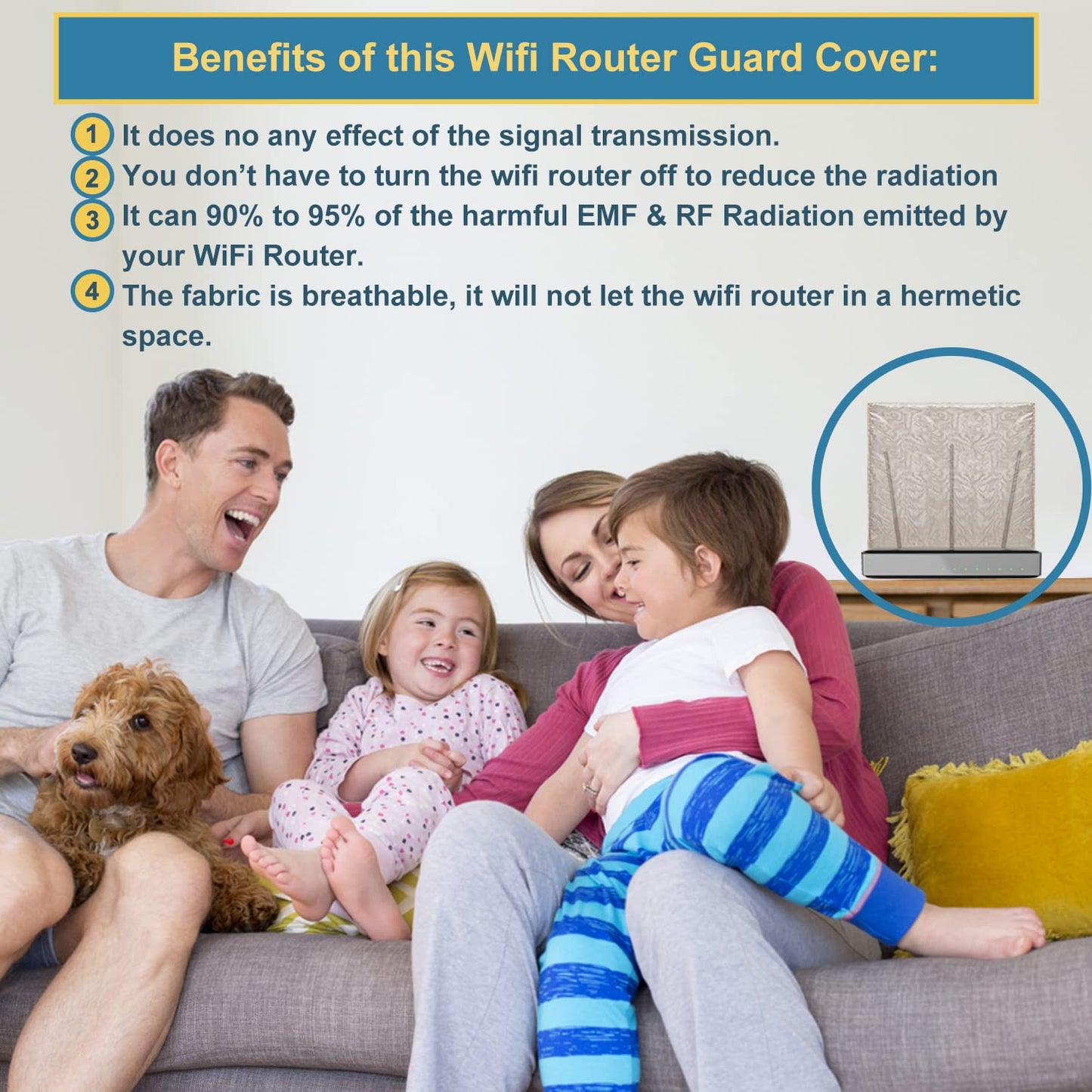 WiFi Router Cover, Two Sides Opening WiFi Guard EM-F Versatile Shielding Protection Router Cover 13.8IN * 15.7IN