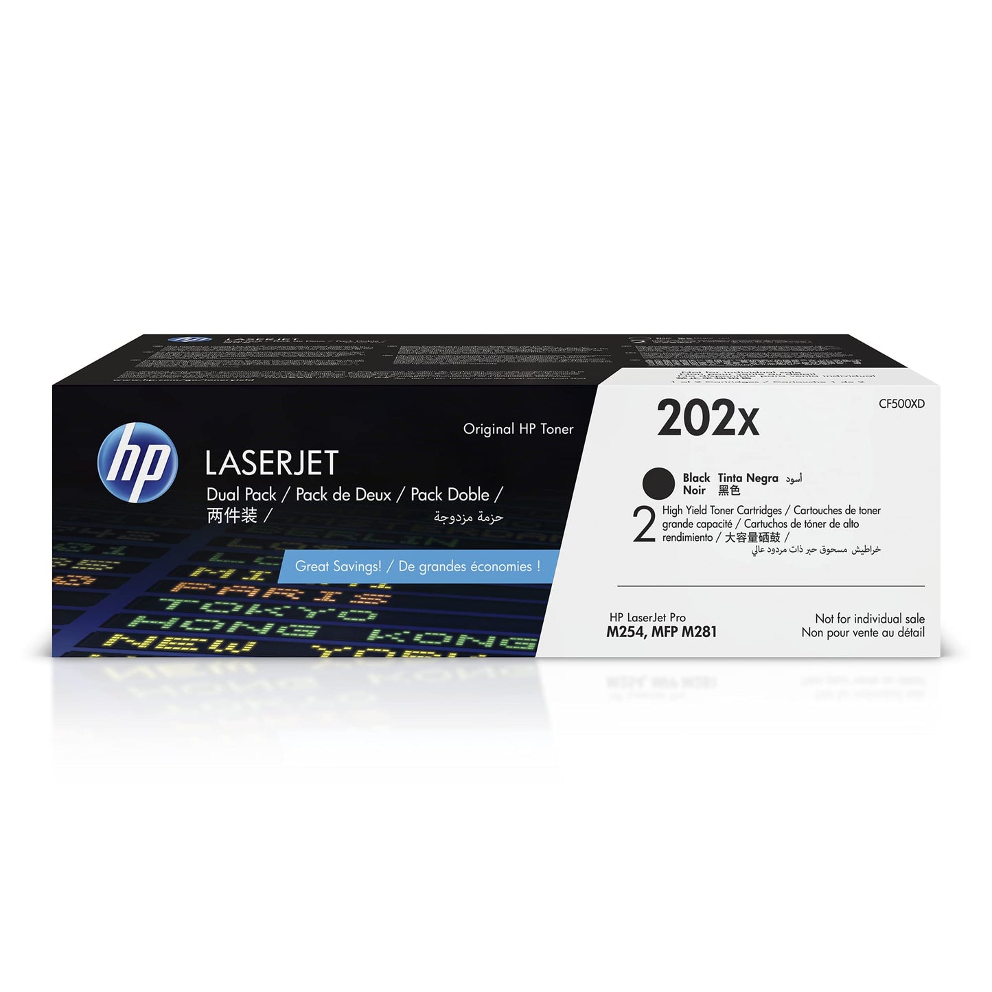 HP 202X Black High-Yield Toner Cartridges Printers (2-Pack) | Works with Color LaserJet Pro M254, Color LaserJet Pro MFP M281 Series | CF500XD