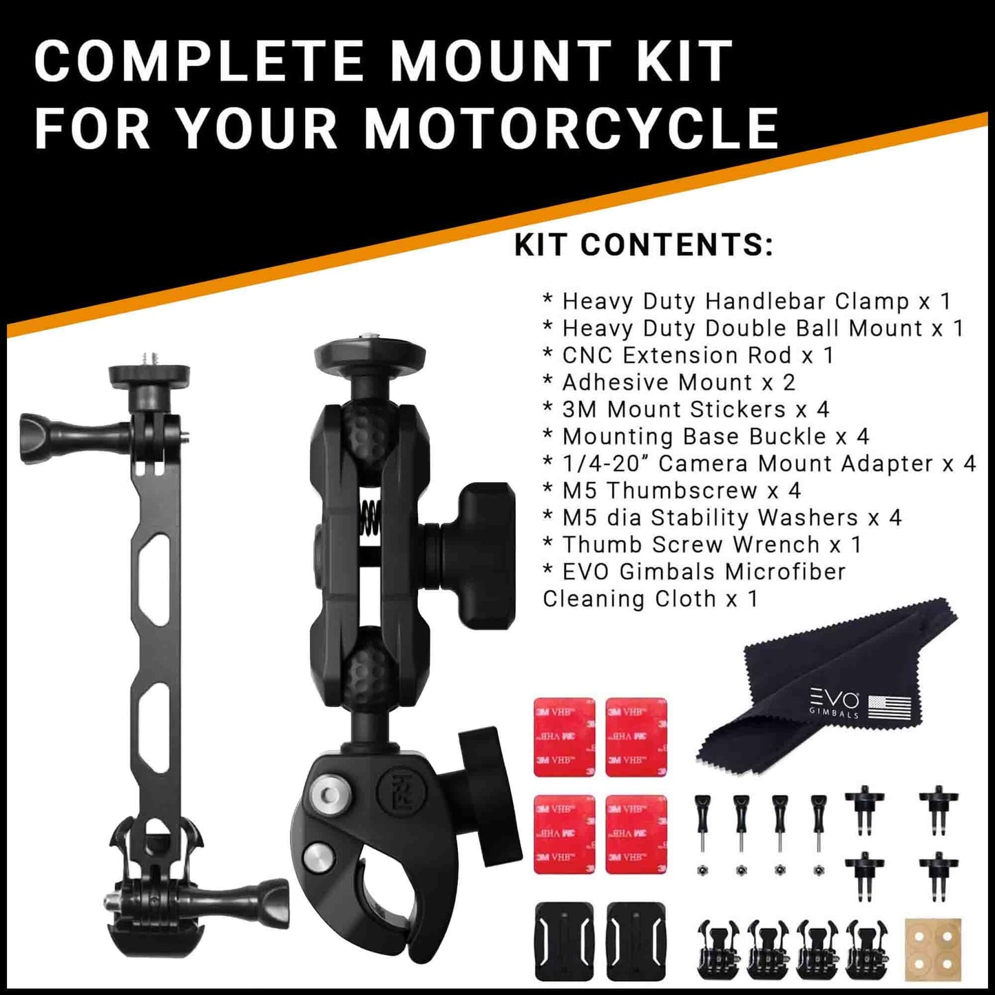 Insta360 Complete Motorcycle Bundle Mounting Kit for ONE X3/X2/X 360 Cameras | Compatible with ONE R/RS, EVO and GoPro 11/10/9/MAX