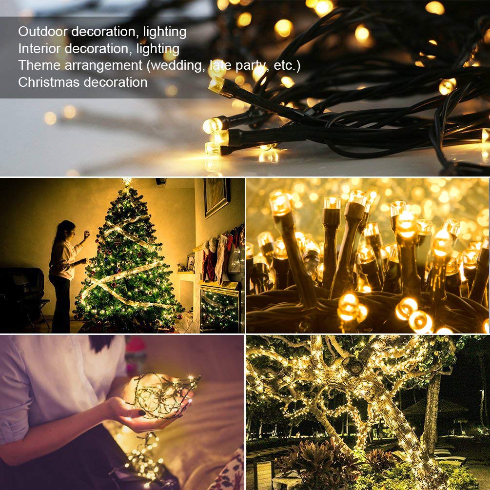 Indoor Christmas String Lights - 220 LEDs 82ft/25m Memory Function 8 Modes End-to-End Plug in Outdoor Waterproof Decorative Fairy Twinkle Xmas Lights