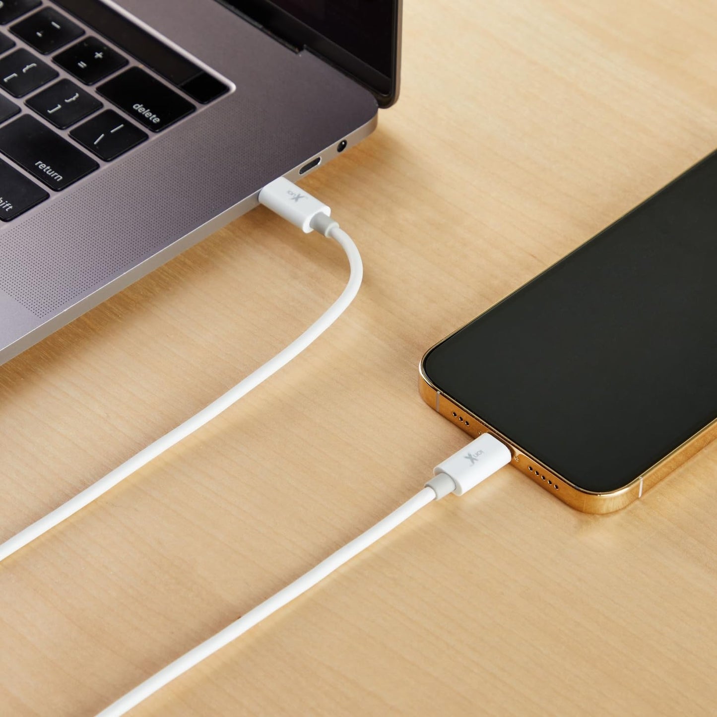 ionX USB-C to Lightning Cable - 6.6 Ft, White - MFi Certified 60W PD Fast Charge & Sync