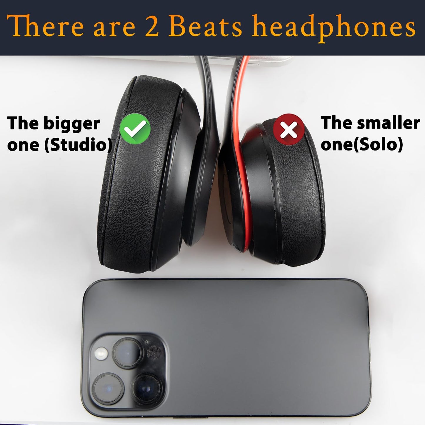 SoloWIT Ear Pads for Beats Studio 2 & Studio 3 Wired/Wireless Over-Ear Headphones, Earpads with Soft Protein Leather, Noise Isolation Memory Foam