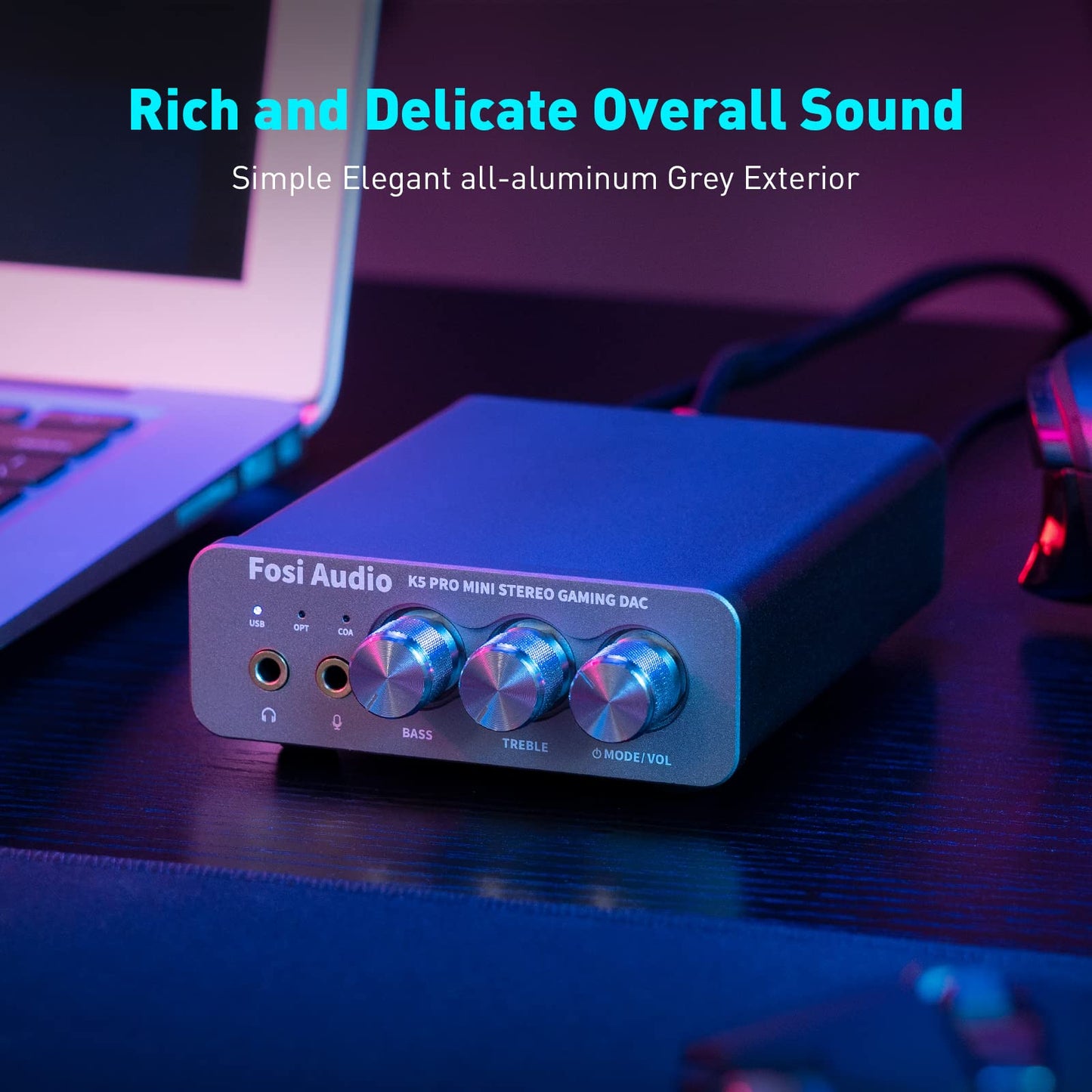 Fosi Audio K5 Pro Gaming DAC Headphone Amplifier Mini Hi-Fi Stereo Digital-to-Analog Audio Converter USB Type C/Optical/Coaxial to RCA/3.5MM AUX