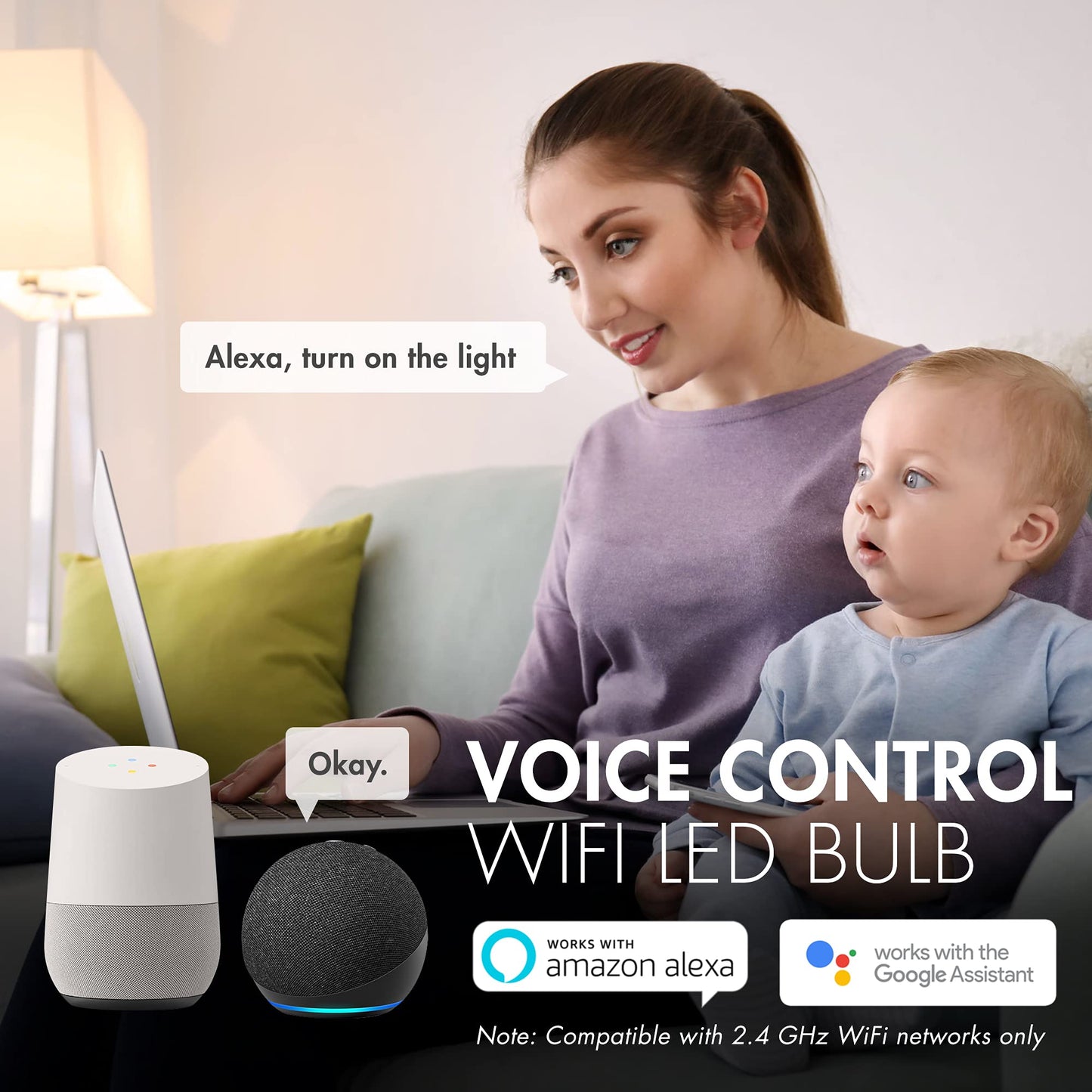 Tenergy Smart WiFi LED Light Bulb A19, 4 Pack