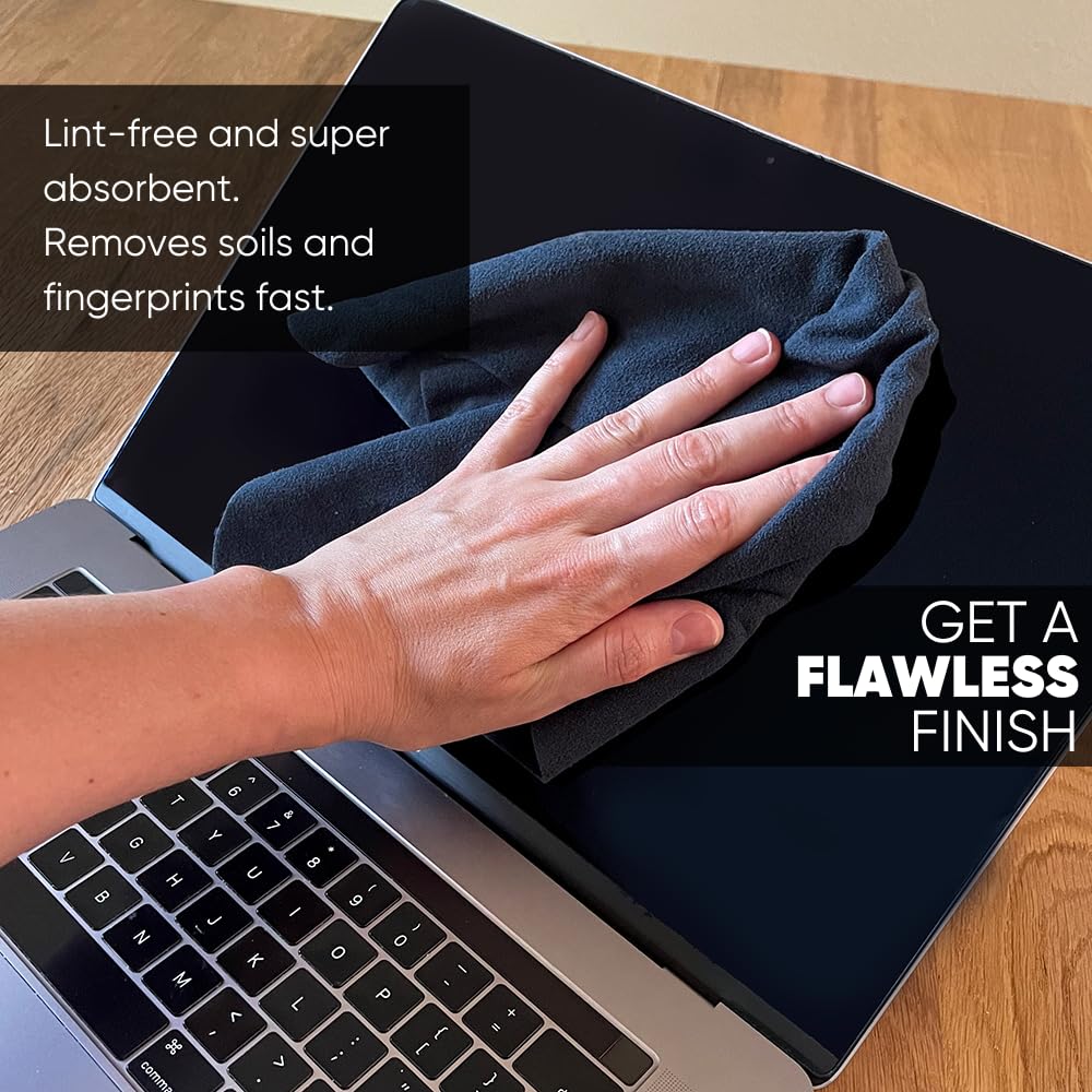 Premium Lens Screen Cleaning Cloth by Microfiber Wholesale | Black | 8”x8” | 10pk | Soft Microfiber Suede | Compact Size Reusable | No Lint
