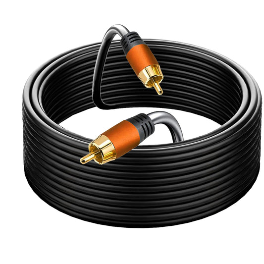 Digital Coaxial Audio Cable 16.5FT, 1RCA Male to 1RCA Male for Subwoofer, Home Theater, Video/Audio, Rear View Parking Camera