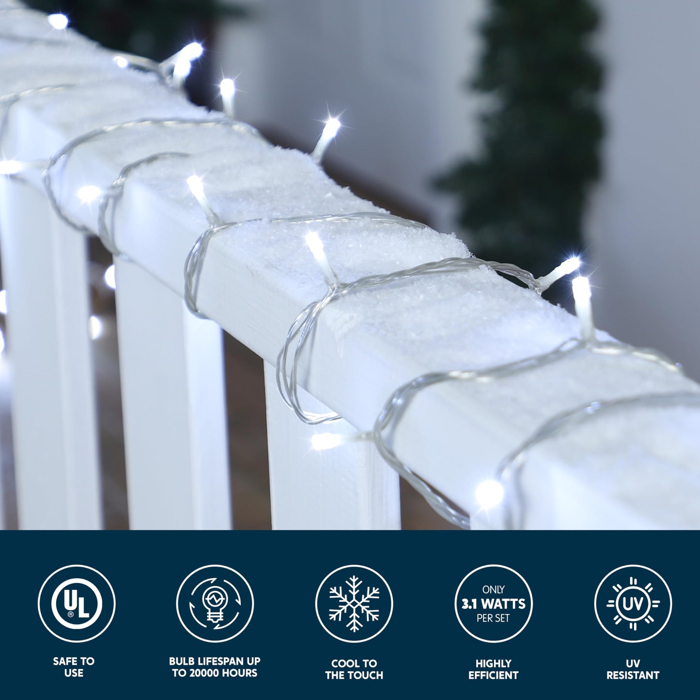JOYIN 200 LED Cool White Christmas Lights, 8 Modes Christmas Tree Lights Plug in, 66FT Connectable Fairy Twinkle Lights for Indoor Outdoor Classroom