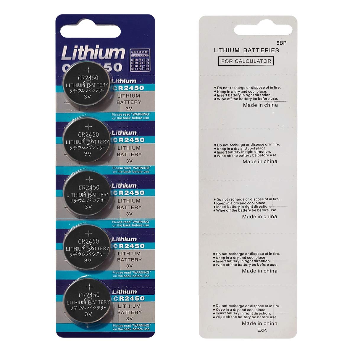 Tianqiu 5 X Cr2450 Br2450 2450 3V Lithium Batteries