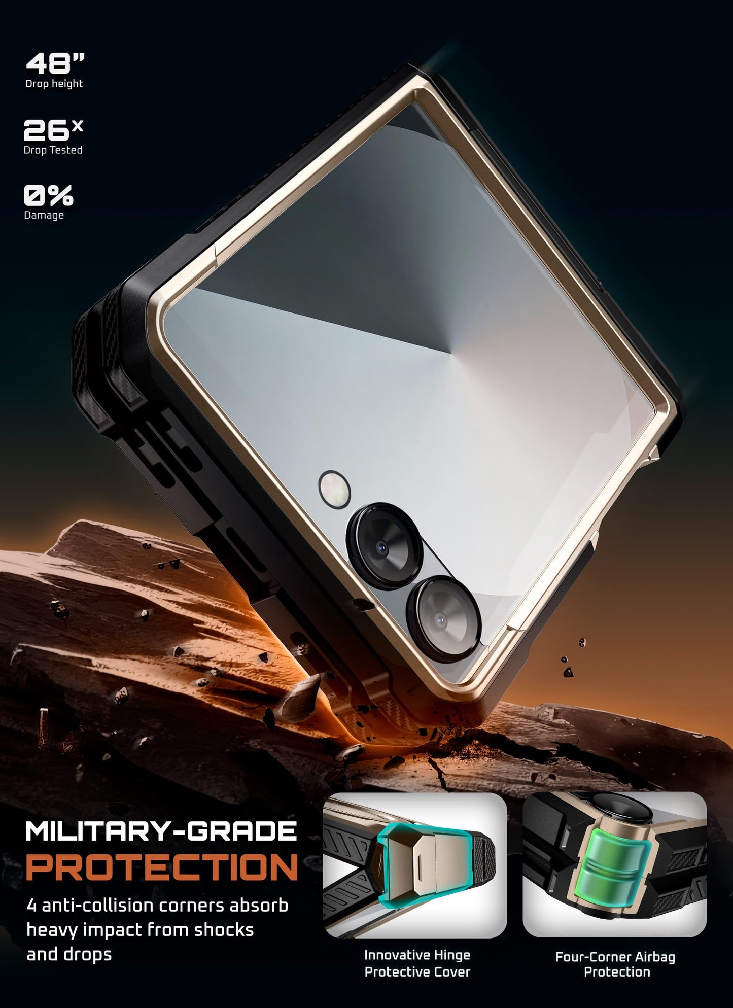 SUPCASE for Samsung Galaxy Z Flip 7 Case with Stand & Front Screen Protector (Unicorn Beetle Grip), [Support MagSafe] [Hinge Protection] Full Body