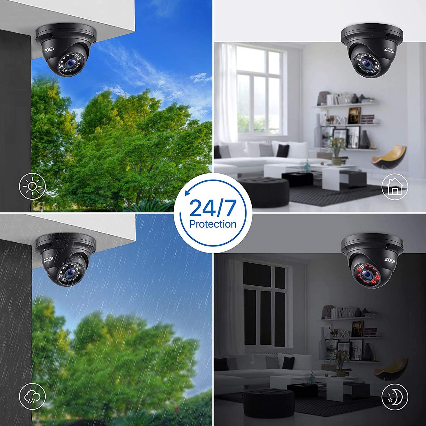 ZOSI 4 Pack 1080P 2.0MP 1920TVL HD-TVI Security Cameras Outdoor Indoor Surveillance Camera for 720P/1080N/1080P/5MP Lite/5MP/8MP 4K HD-TVI AHD CVI