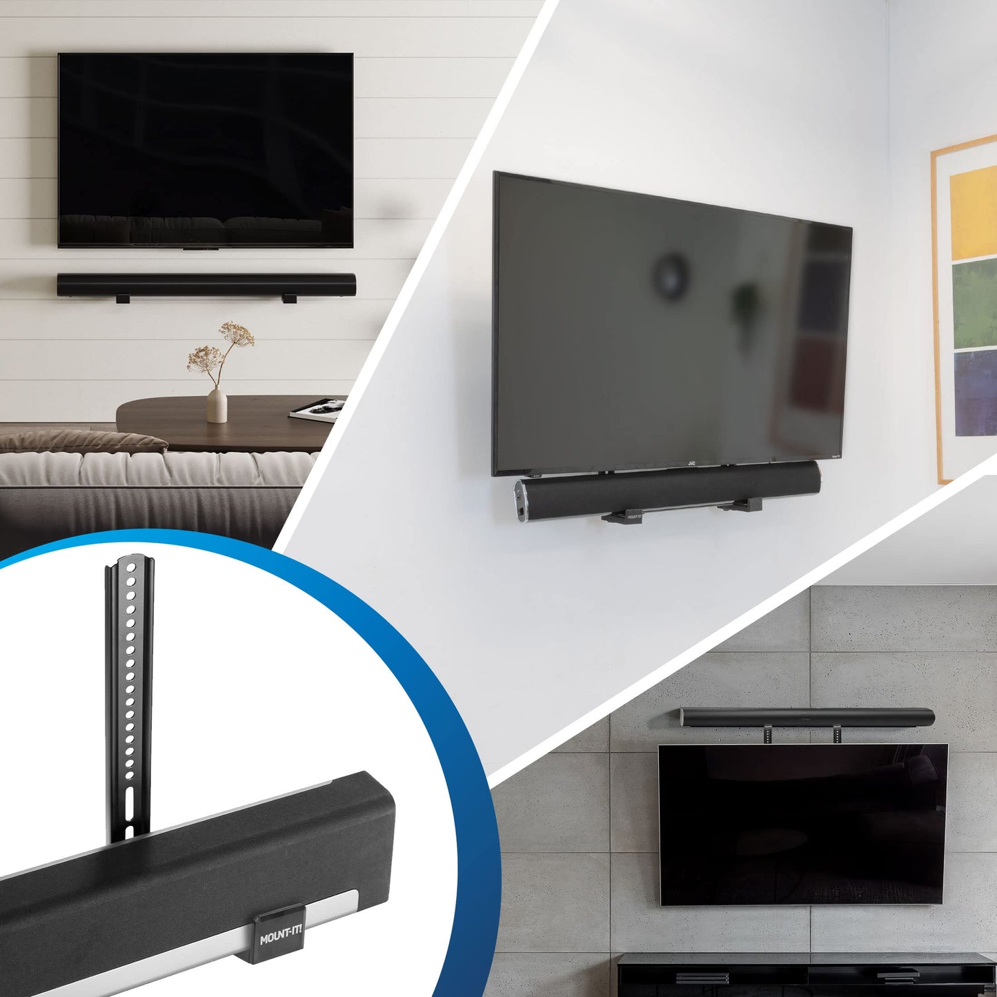 Mount-It! Soundbar Mount for TV and Wall Mounting | 2-in-1 Soundbar Bracket for Back of TV or Wall Mount Installation | Universal Base Fits All