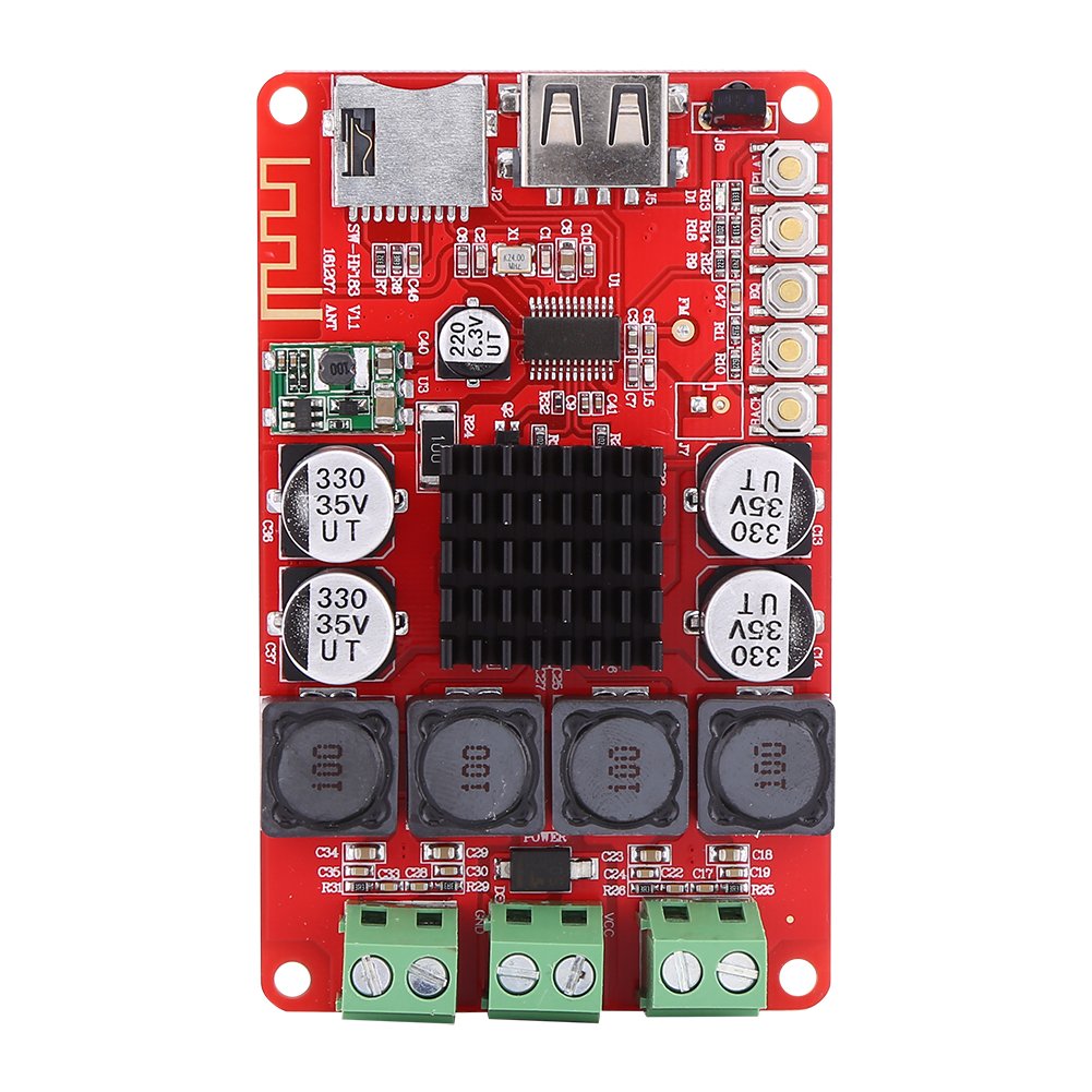 Hilitand 50W+50W Portable Audio Receiver Amplifier Board TF Card Decoder with Remote Control DC 8-26V