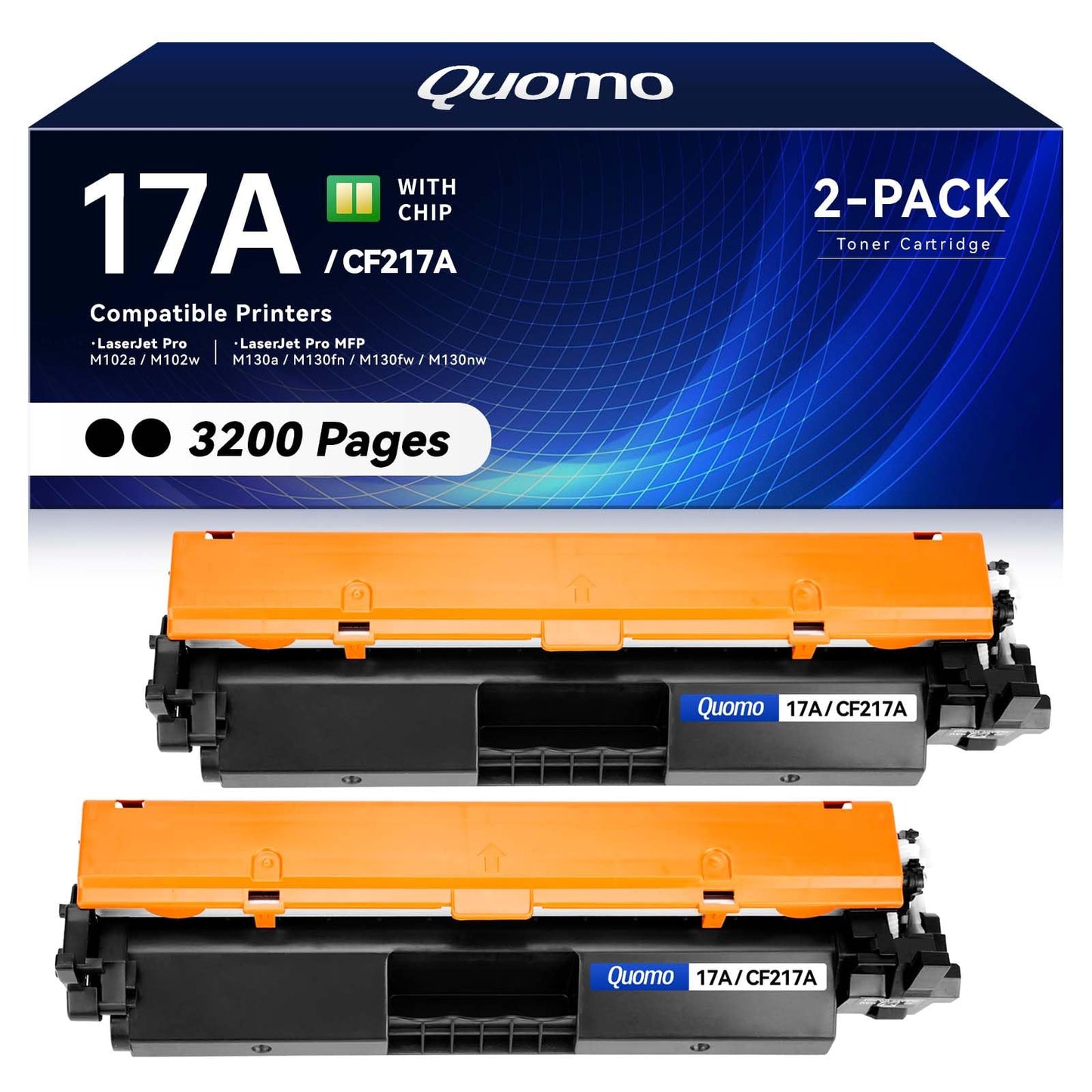 17A Black Toner Cartridge 2-Pack with Chip Replacement for HP 17A CF217A CF217X Toner Compatible for HP LaserJet Pro M102w M102a MFP M130fn M130nw