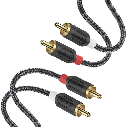J&D RCA Audio Cable, Audiowave Series 2 RCA Male to Male Stereo Audio Cable for Home Theater, HDTV, Gaming Consoles, Hi-Fi Systems - Gold Plated