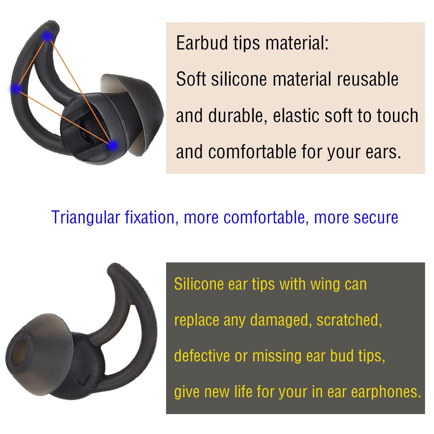 WKYMY Silicone Replacement Earbud Tips Earbud Covers Compatible with Bose QC20 QC20i SoundSport SIE2i IE2 IE3 Headphone Ear Tips Rubber Tips 3 Pairs S
