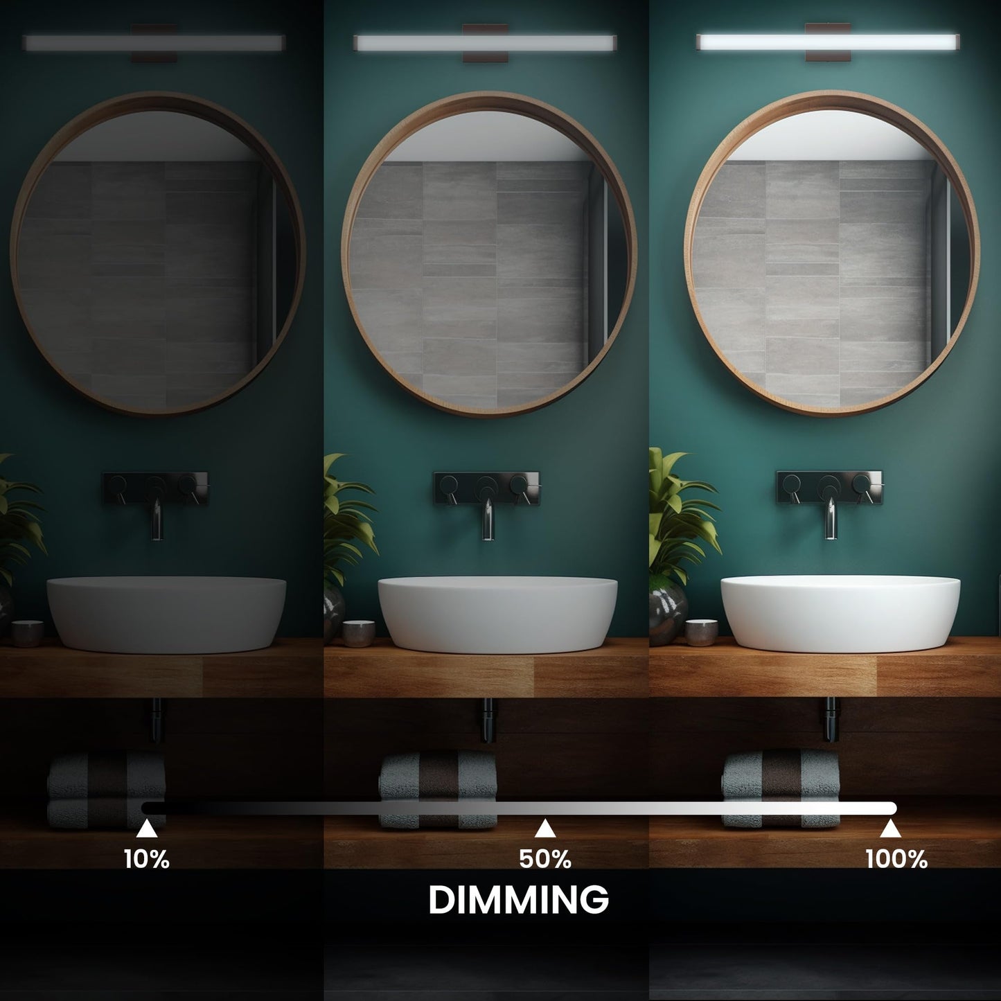 LEDMyplace 25W 24-inch LED Vanity Light Fixtures Over Mirror, 3000K/4000K/5000K CCT Changeable, 1750LM, 120V, High CRI>80, Oil Rubbed Bronze, Dimmable
