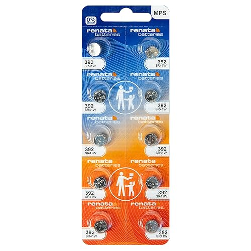 Renata 392 SR41W Batteries - 1.55V Silver Oxide 392 Watch Battery (10 Count)