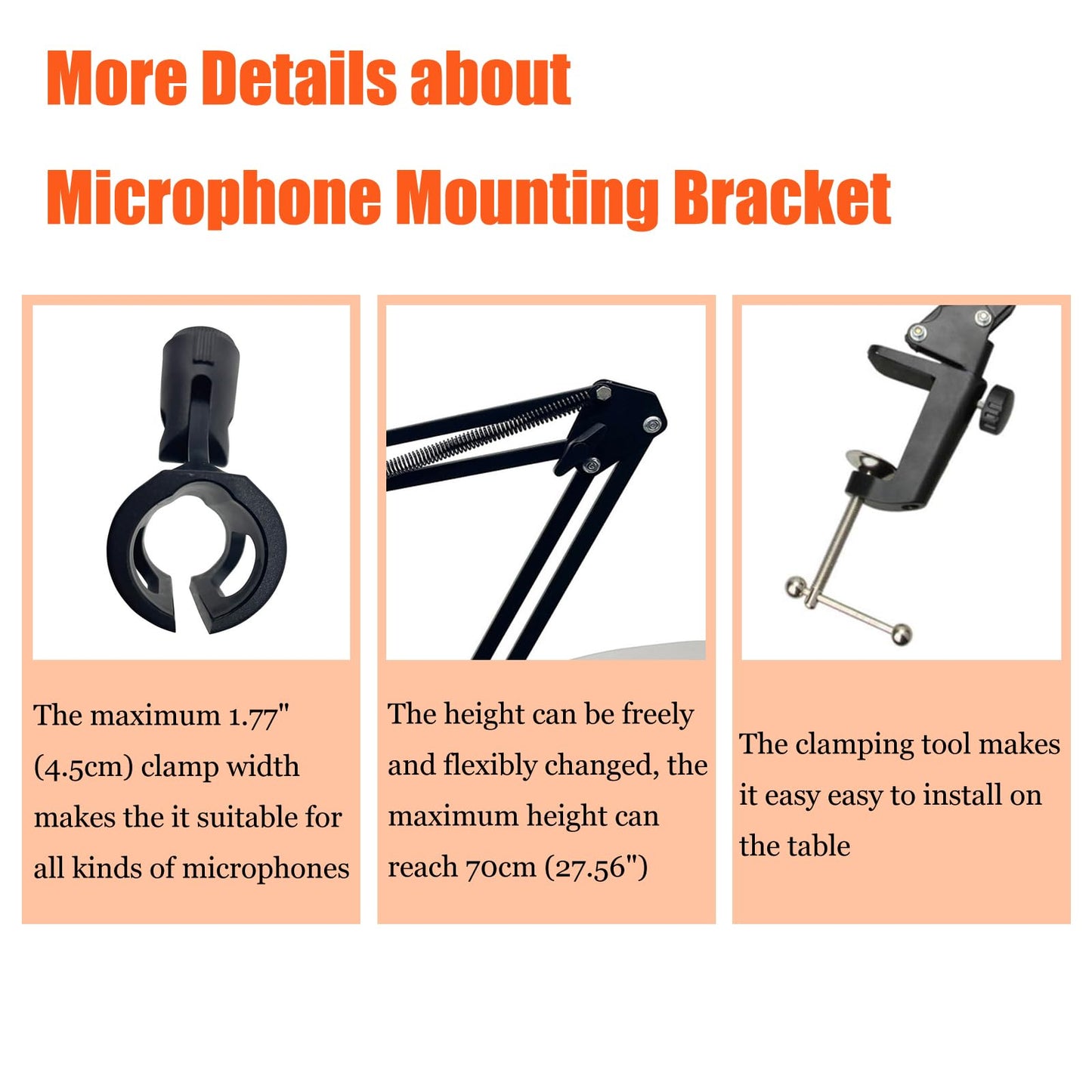 Yokoma Microphone Mounting Bracket Microphone Suspension Boom Mic Scissor Arm Stand Holder for Studio Broadcast Recording Mic Stand