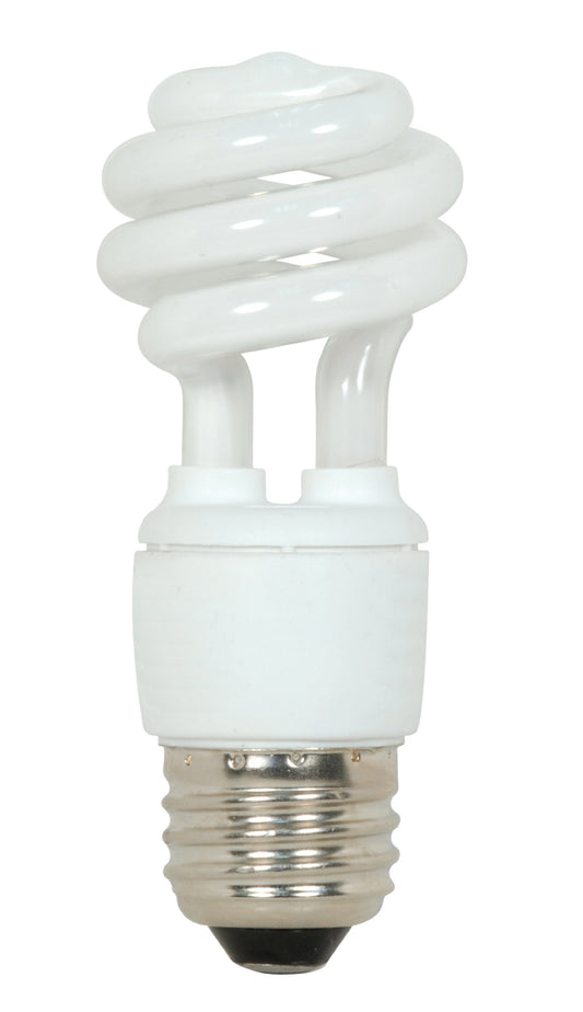 Satco S7211 9-Watt Medium Base T2 Mini Spiral, 2700K, 120V, Equivalent to 40-Watt Incandescent Lamp for Enclosed Fixtures with Energy Star Rated