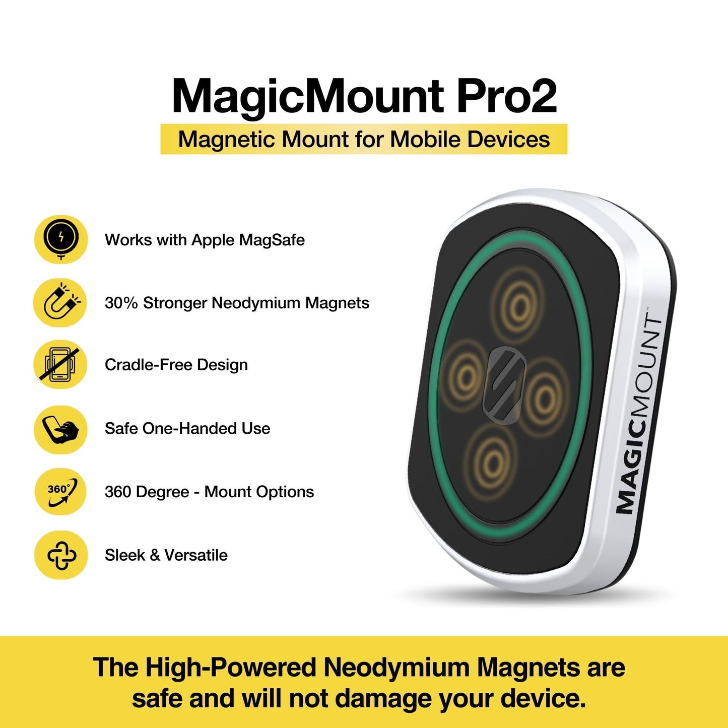 Scosche MP2WD-XTSP MagicMount Pro2 Magnetic Car Phone Holder - Ultimate Magnetic Car Mount for Windshield or Dashboard with Suction Cup - Compatible