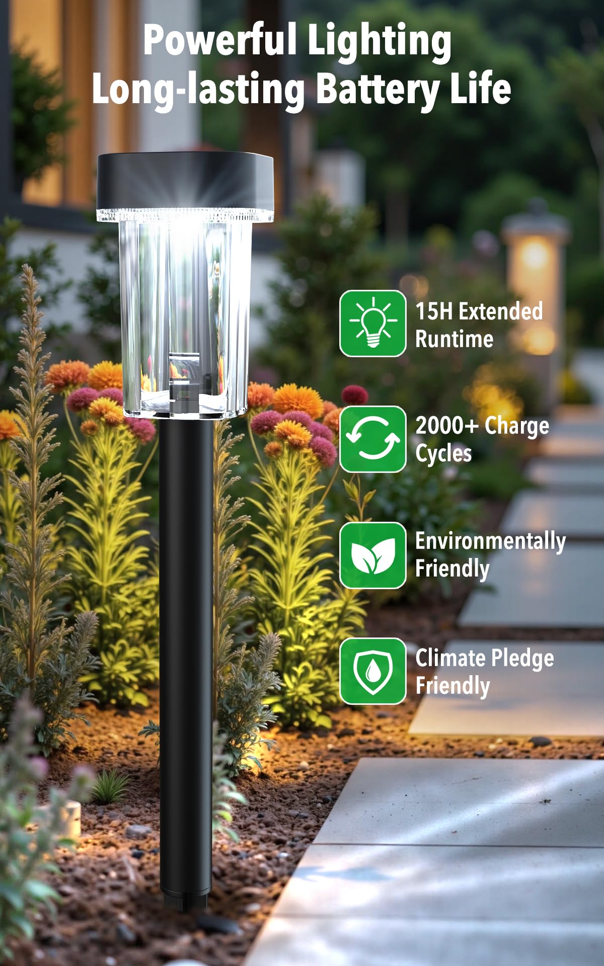 LIANGLOME Solar Pathway Lights Outdoor 12 Pack - IP55 Waterproof Solar Powered Garden Lights 6000K Cold White LED, Auto On/Off Outdoor Solar Lights
