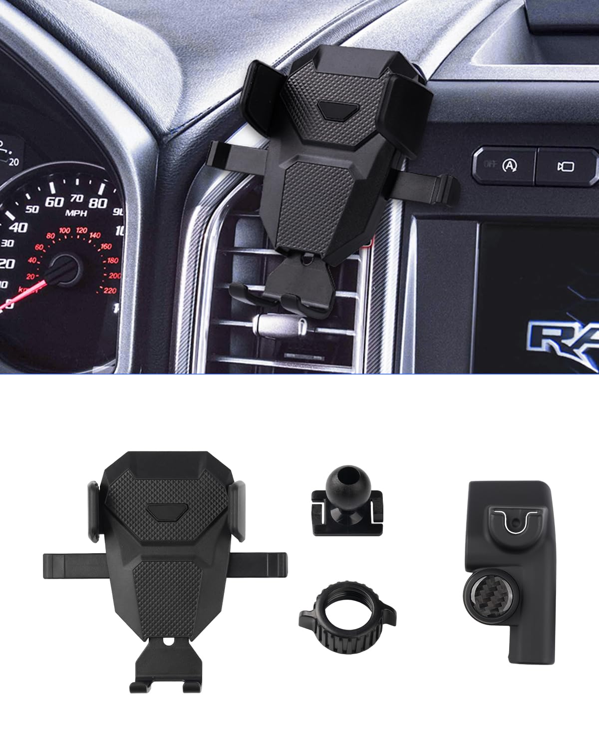 Karltys F150 Car Phone Holder for 2015-2020 Ford F-150 Accessories, Cell Phone Holder Air Vent Phone Mount for F-150, Never Blocking Hands Free Thick
