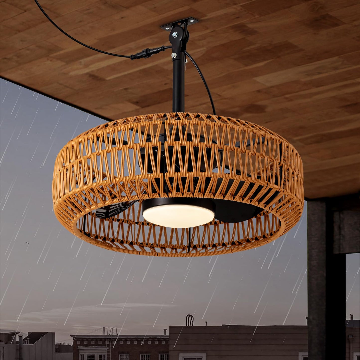 SPACORA 20" Outdoor Ceiling Fans with Lights for Patios, Waterproof Plug in Ceiling Fan with Remote, 3CCT Dimmable, Reversible, Gazebo Fan