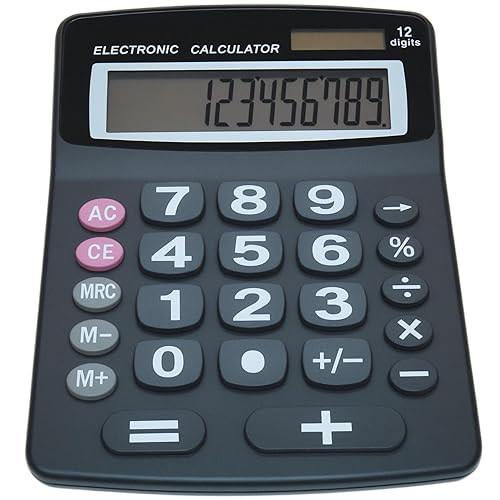 Lily' Home Jumbo 12 Digit with Solar Power, Large LCD Display - Desktop Calculator, Dual Power, Large Button Design, Battery Operation, Easy-to-Read