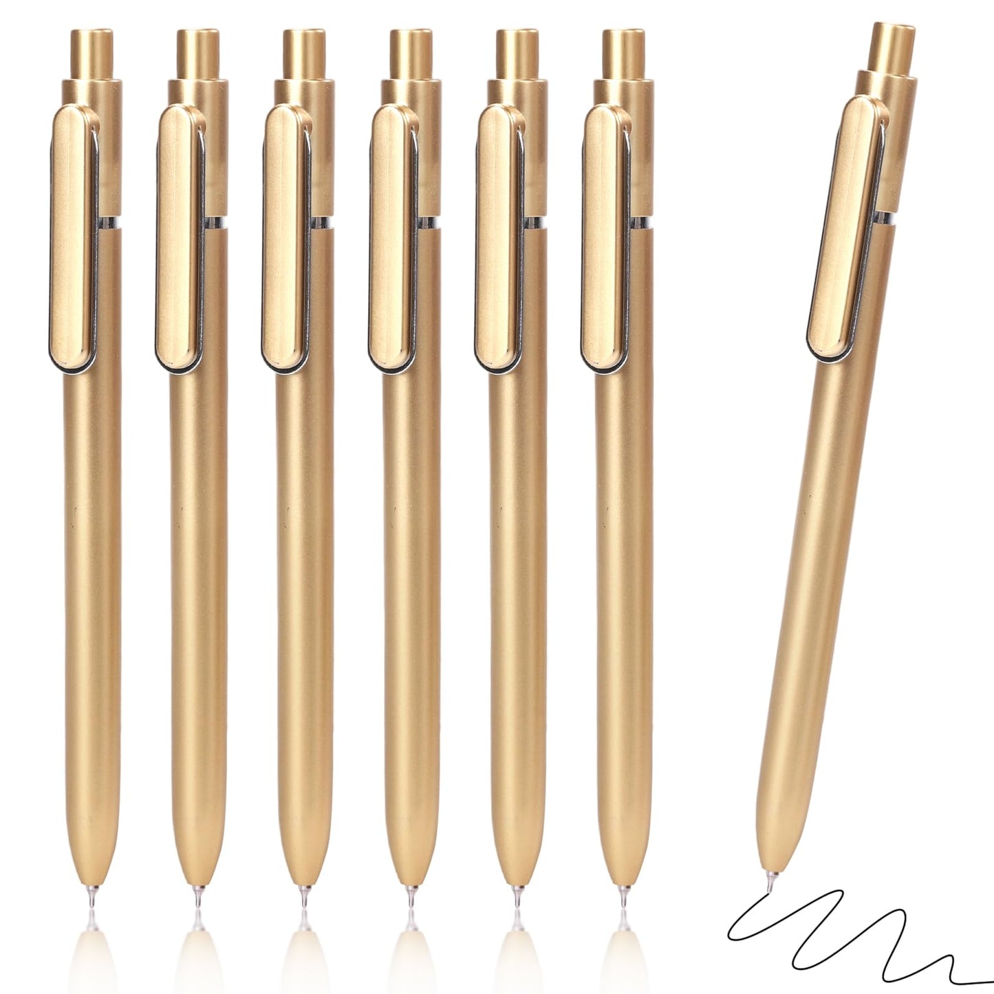 6 Pack Black Gel Pens 0.5mm Black Gel Ink Pens Bulk Quick Drying Pens,Gold