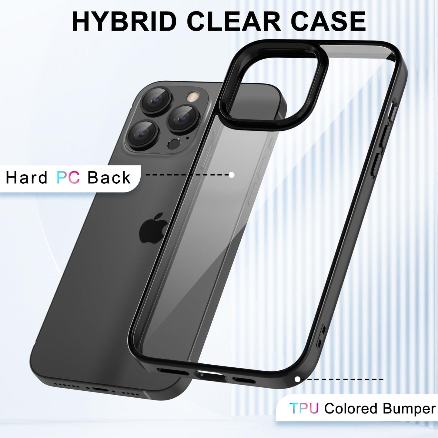 LoeoeL for iPhone 14 Pro Case Clear, Transparent Hybrid 14 Pro Phone Case [Hard Plastic & Soft Silicone Bumper] Acrylic Non Yellowing Thin Slim